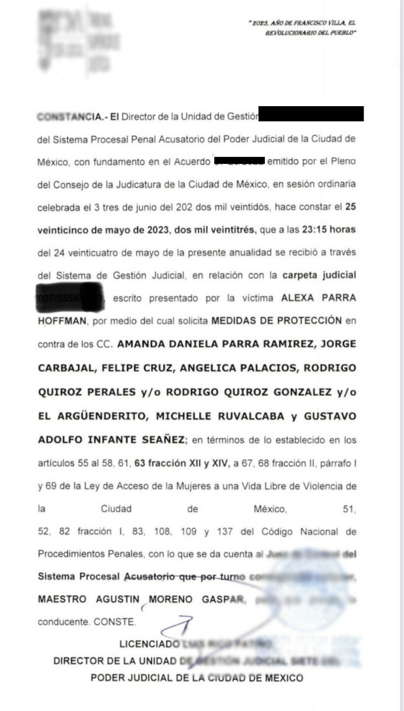 Documento de medidas de protección de Alexa Hoffman