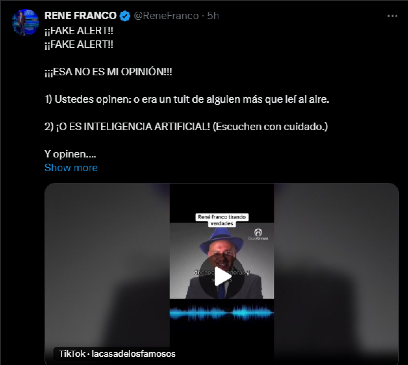 René Franco denuncia uso de IA