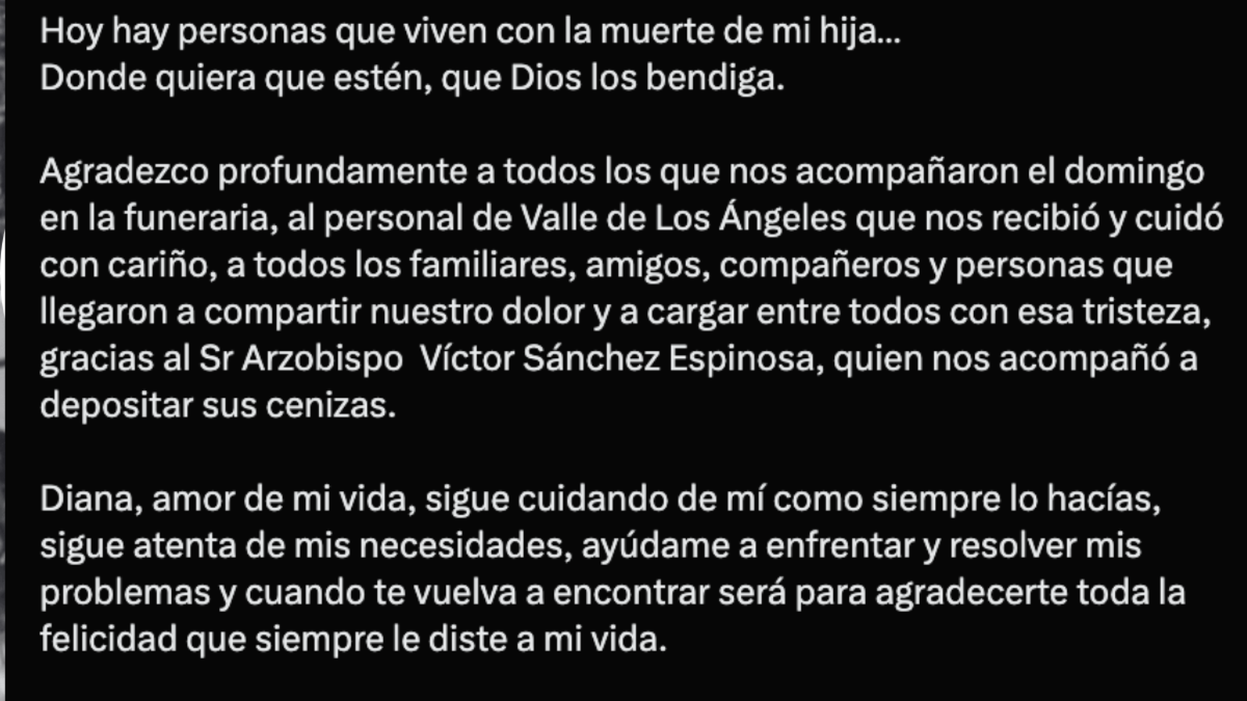 Carlos Martín Huerta, conductor de 'Hechos Meridiano', despide entre lágrimas a su hija Diana con emotivo video tras su muerte por derrame cerebral
