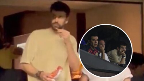 Piqué en la final de futbol con Adrián Uribe