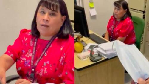 Jorge D'Alessio exhibe a funcionaria