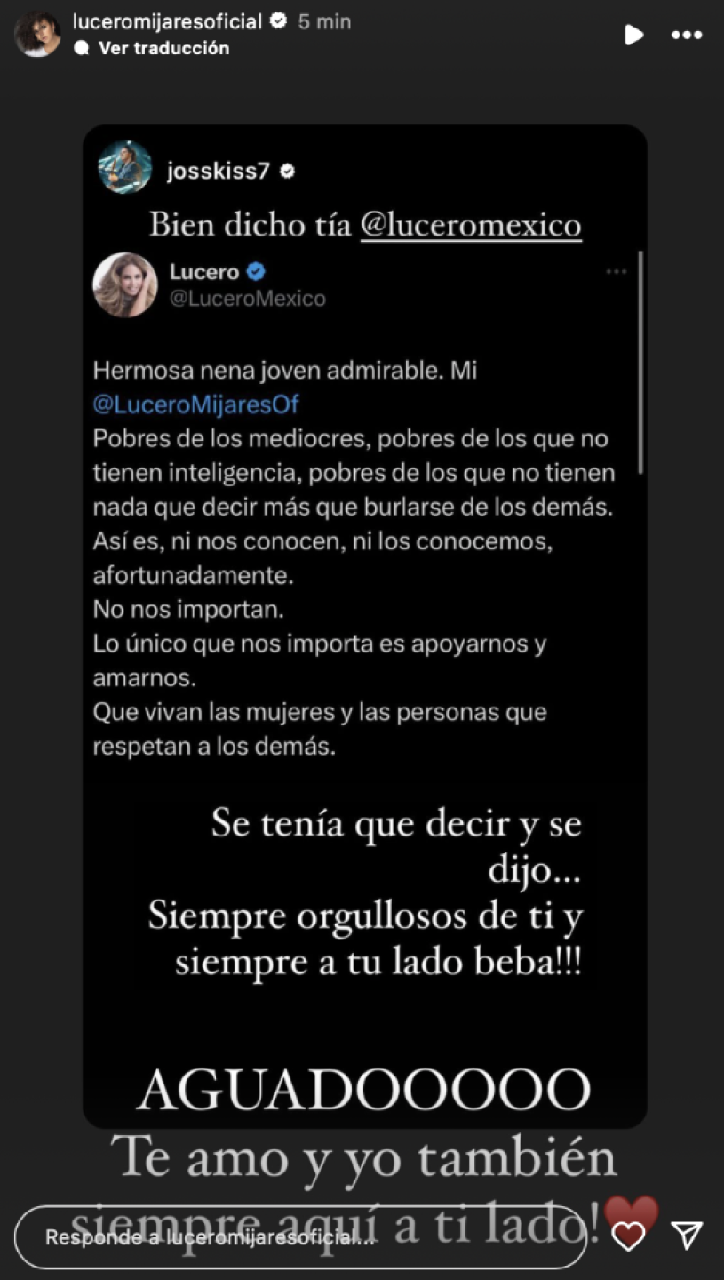 Joss álvarez defiende a Lucerito Mijares