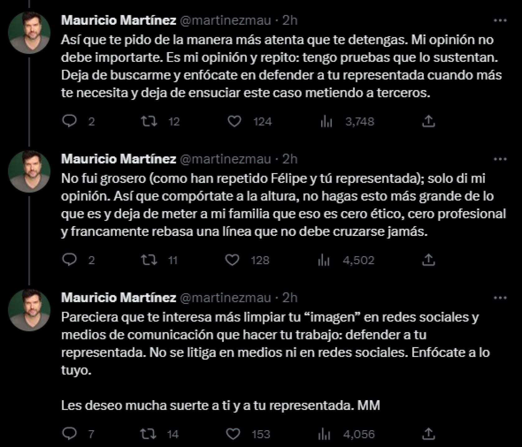 Mauricio Martínez le desea toda la suerte del mundo a Olivia Rubio