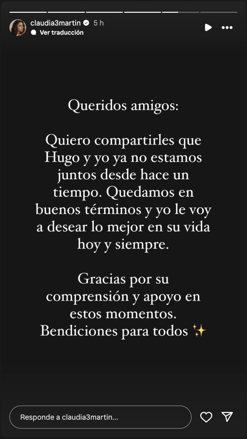 Claudia Martín termina con Hugo Catalán