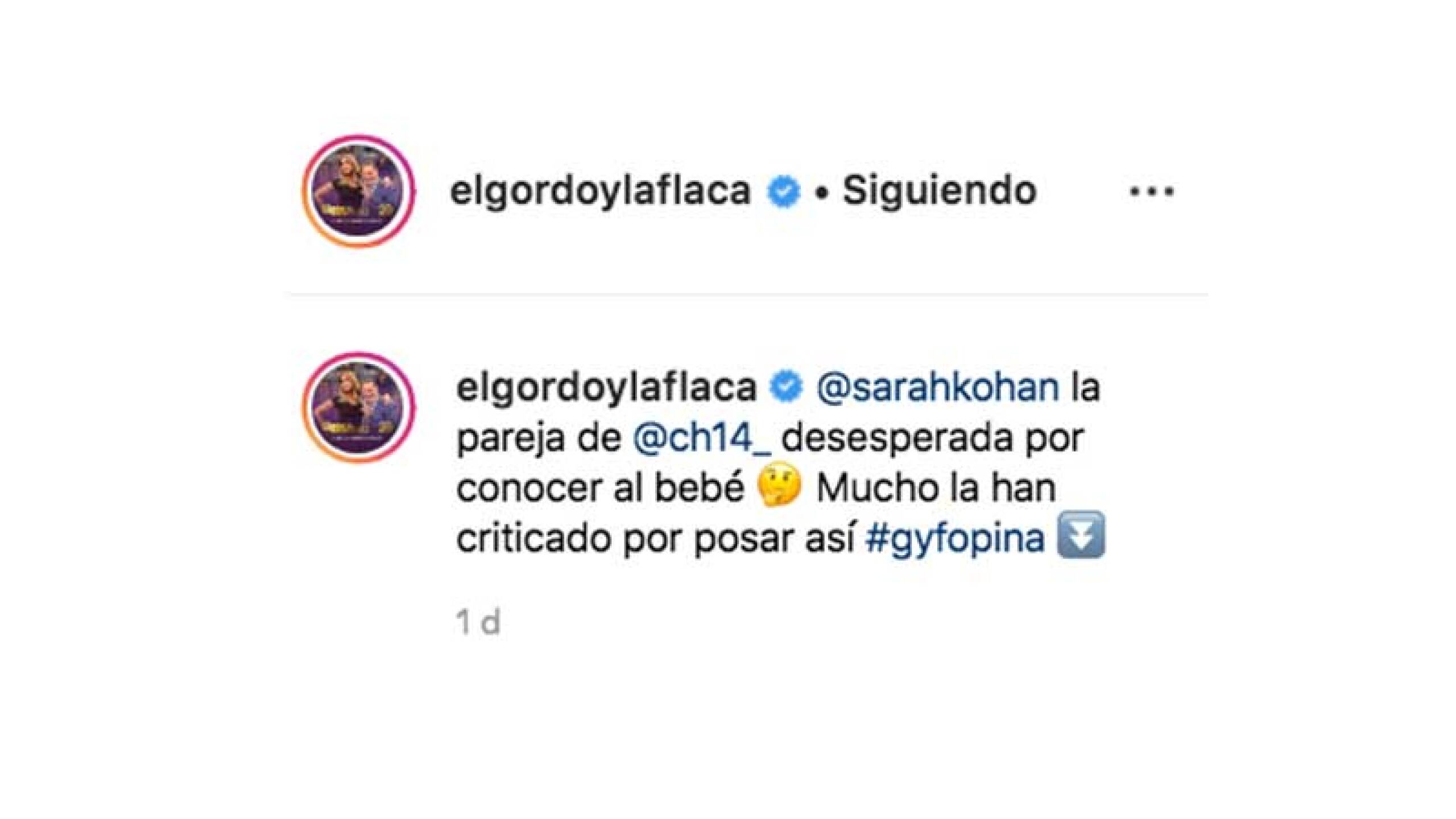 El Gordo y la Flaca publicaron la foto de Sarah