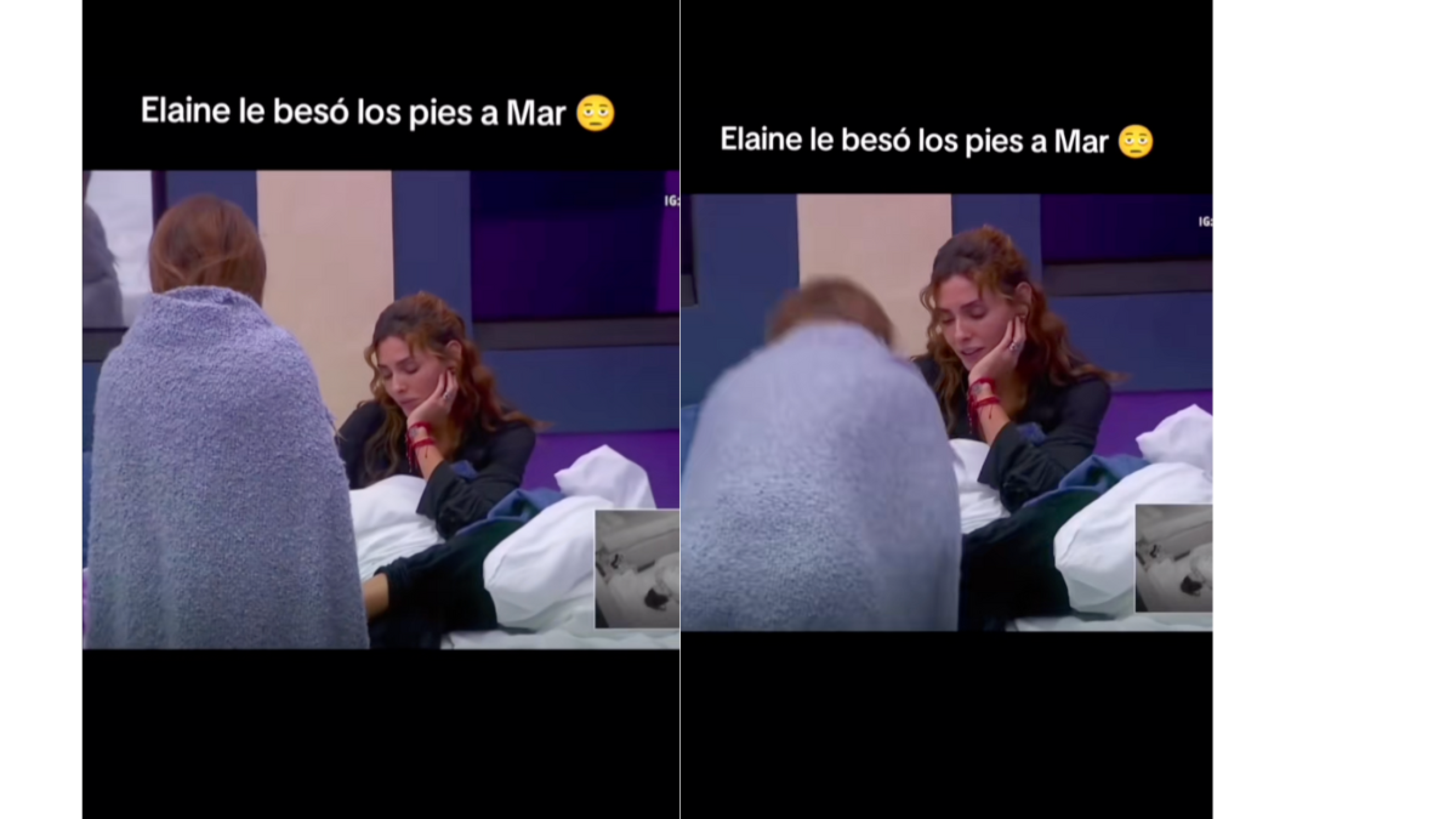 Elaine Haro le besa el pie a Mar Contreras