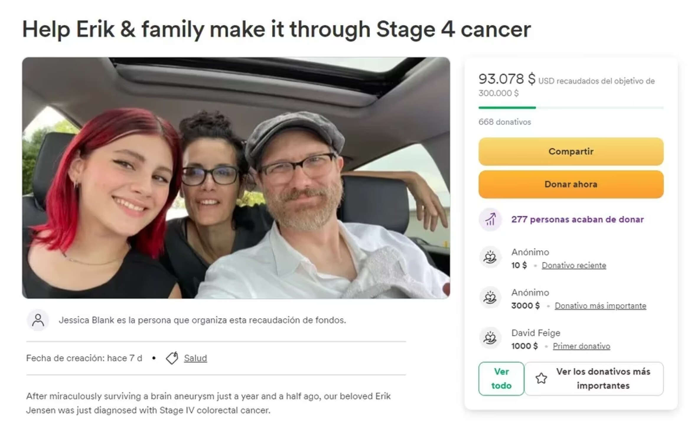 Erik Jensen es diagnosticado con cáncer