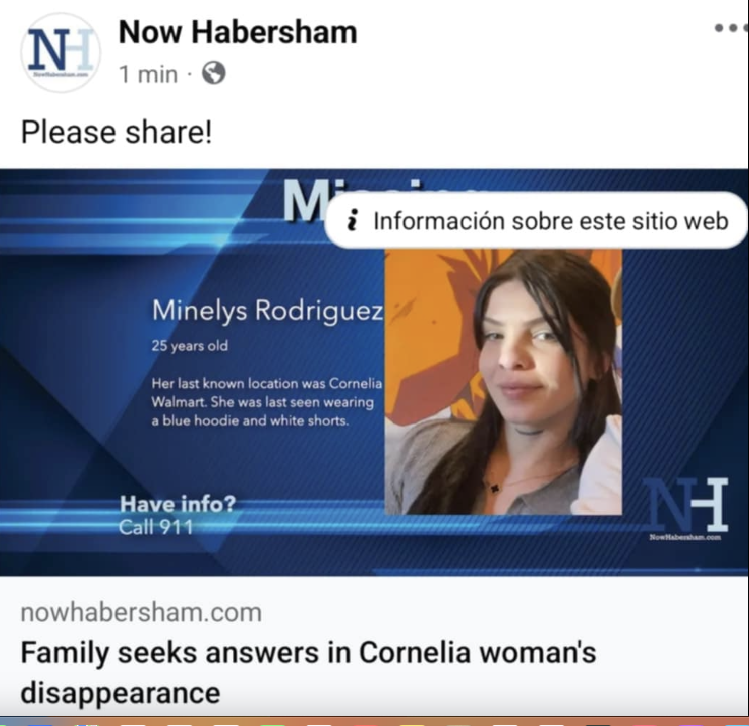 Minelys Zoe Rodríguez-Ramírez desaparecida en Walmart