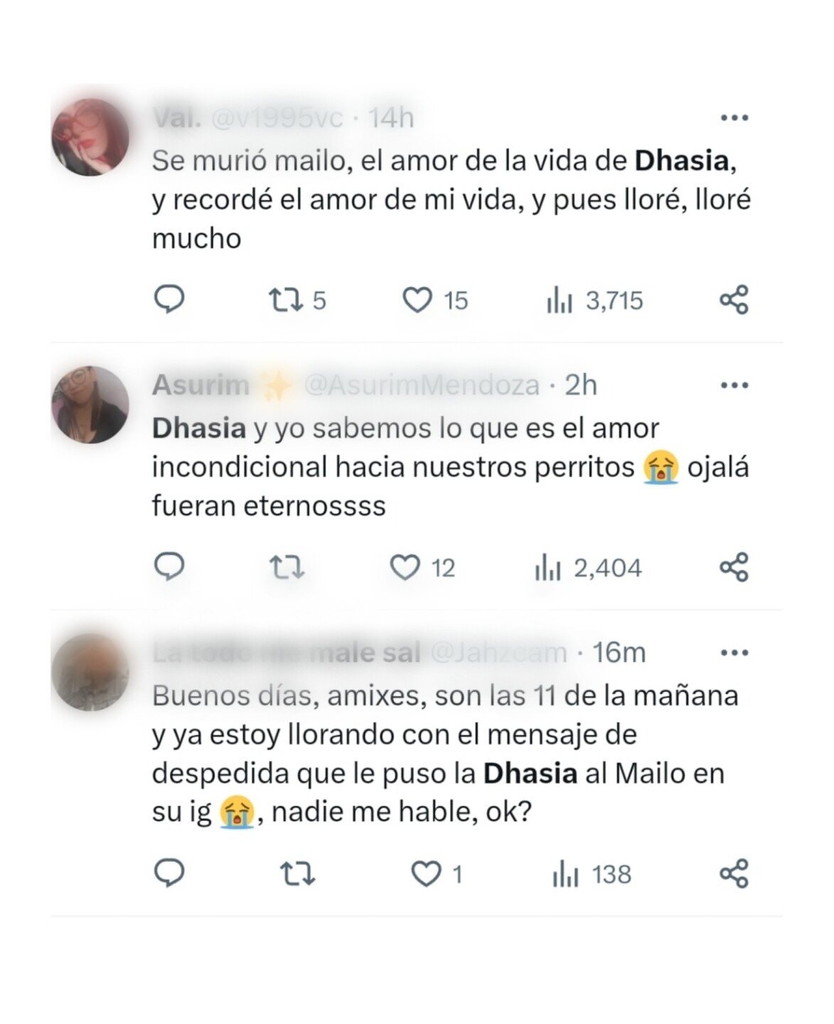 Dhasia Wezka despide con devastador mensaje a su fiel compañero