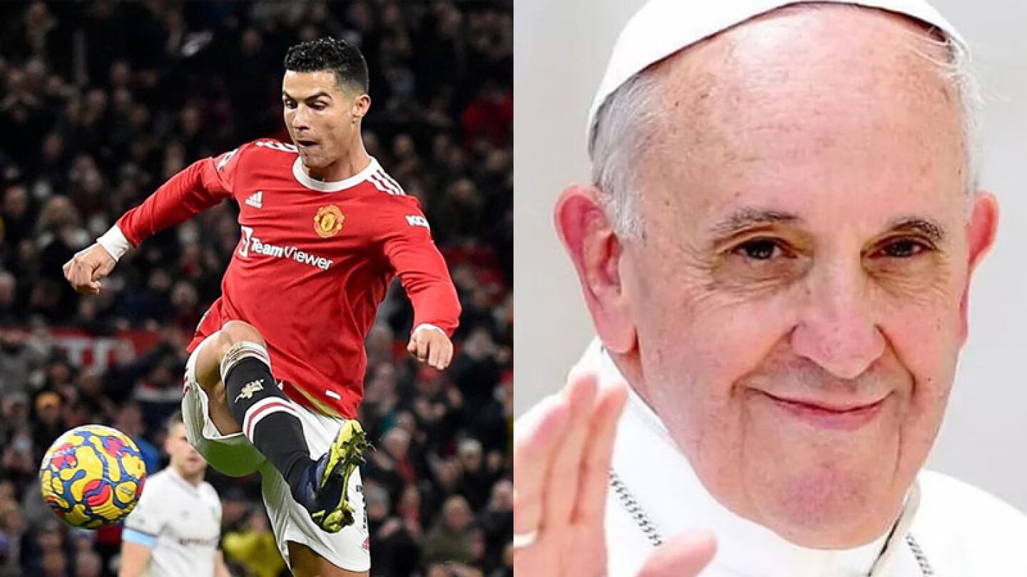 Mamá de Cristiano Ronaldo regala al Papa Francisco la camiseta de Portugal.