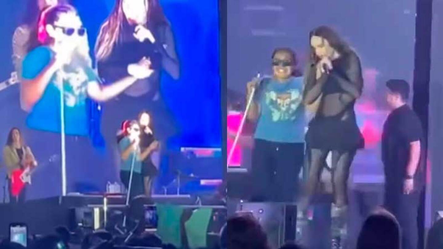 Belinda cumple el sueño de una niña ciega al subirla al escenario durante la Feria de Tampico