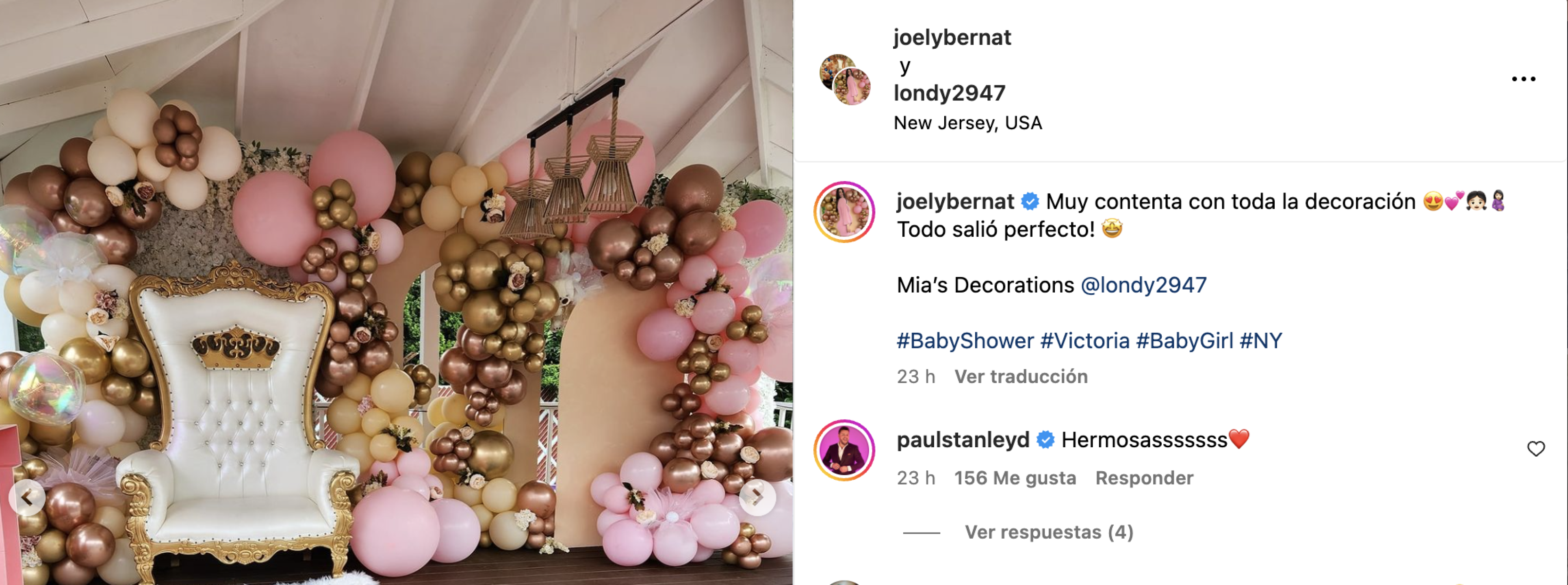 Jolely Bernat, esposa de Paul Stanley, baby shower