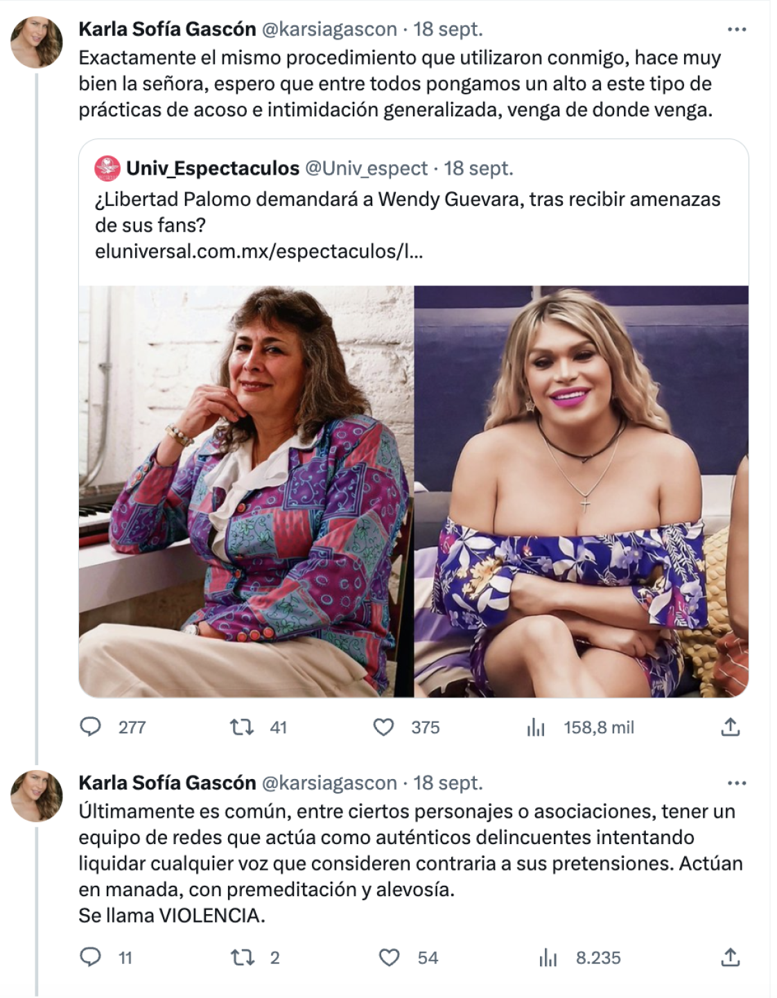 Karla Sofía y Libertad Palomo