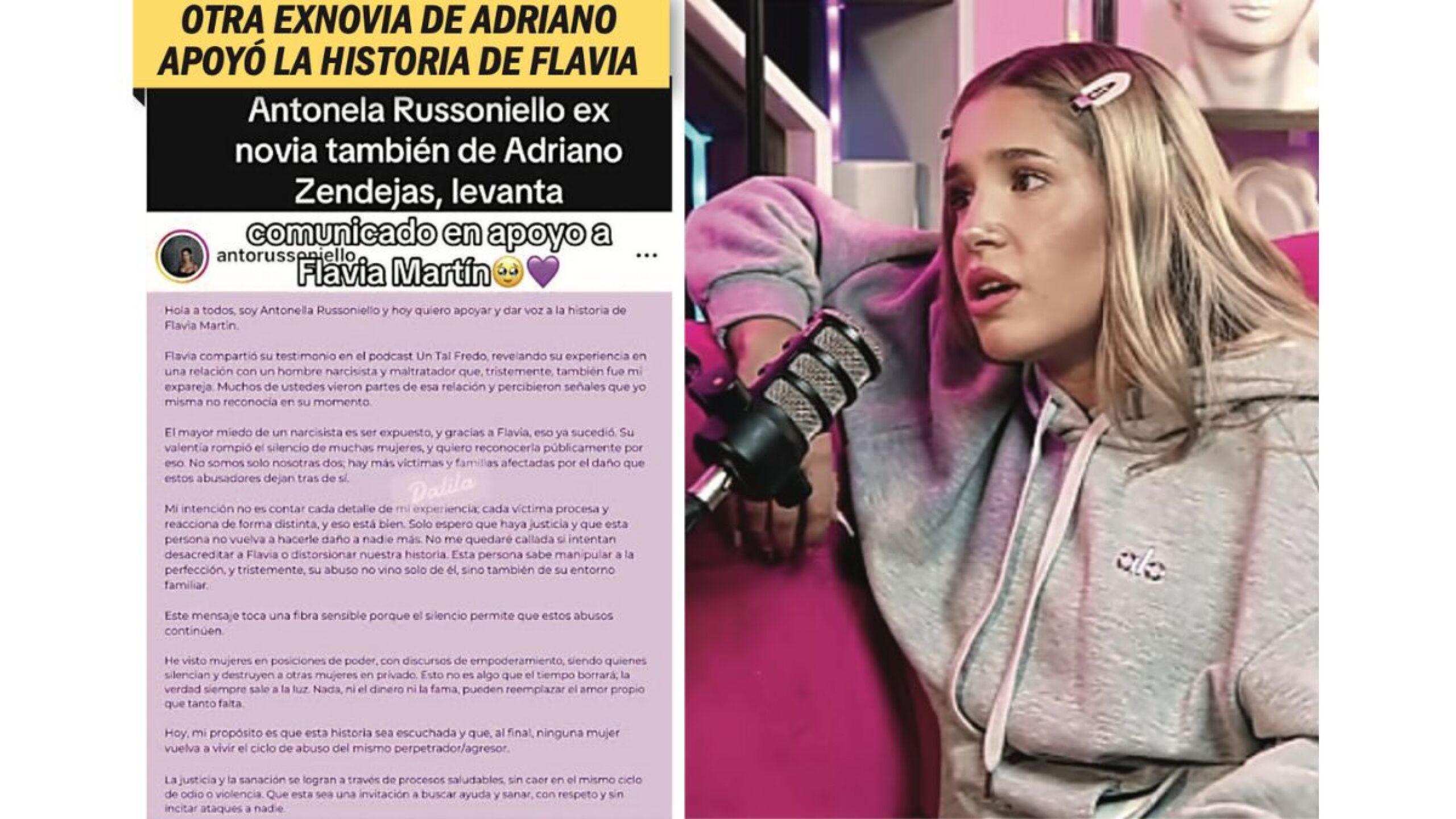 Flavia Martin y comunicado de Antonella supuestas acusaciones a Adriano Zendejas