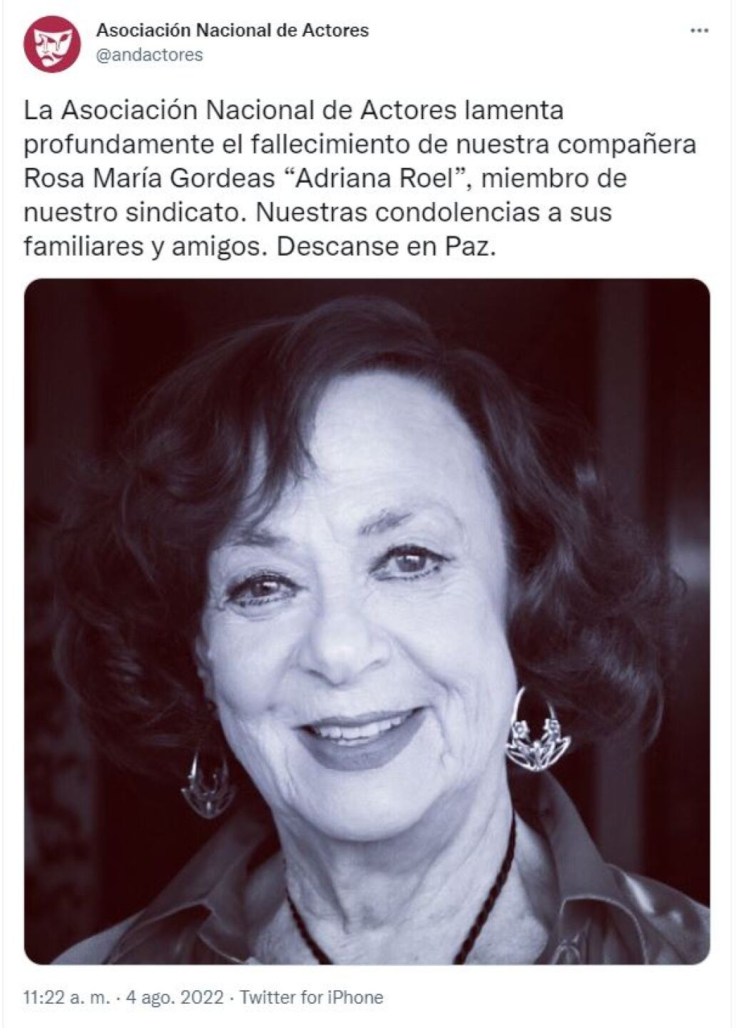 Muere Adriana Roel, actriz de Rubí, a los 88 años