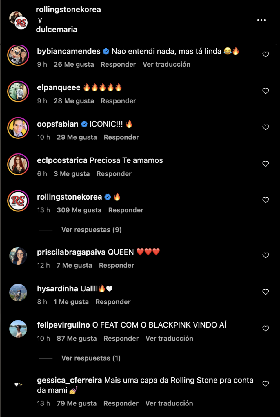 Comentarios en redes sociales para Dulce María