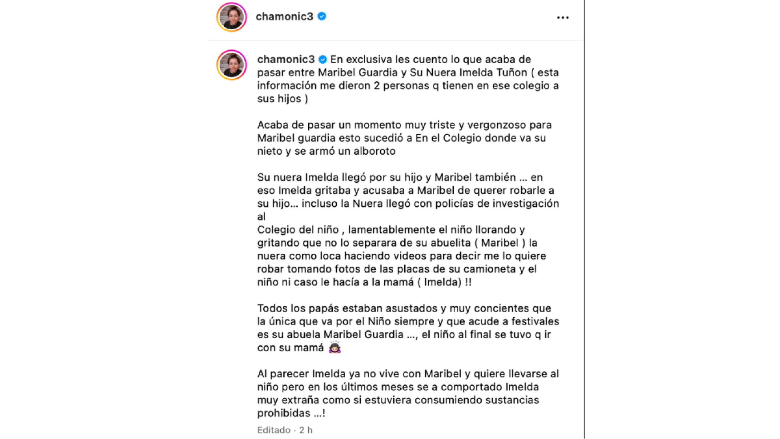 Maribel demanda a Imelda
