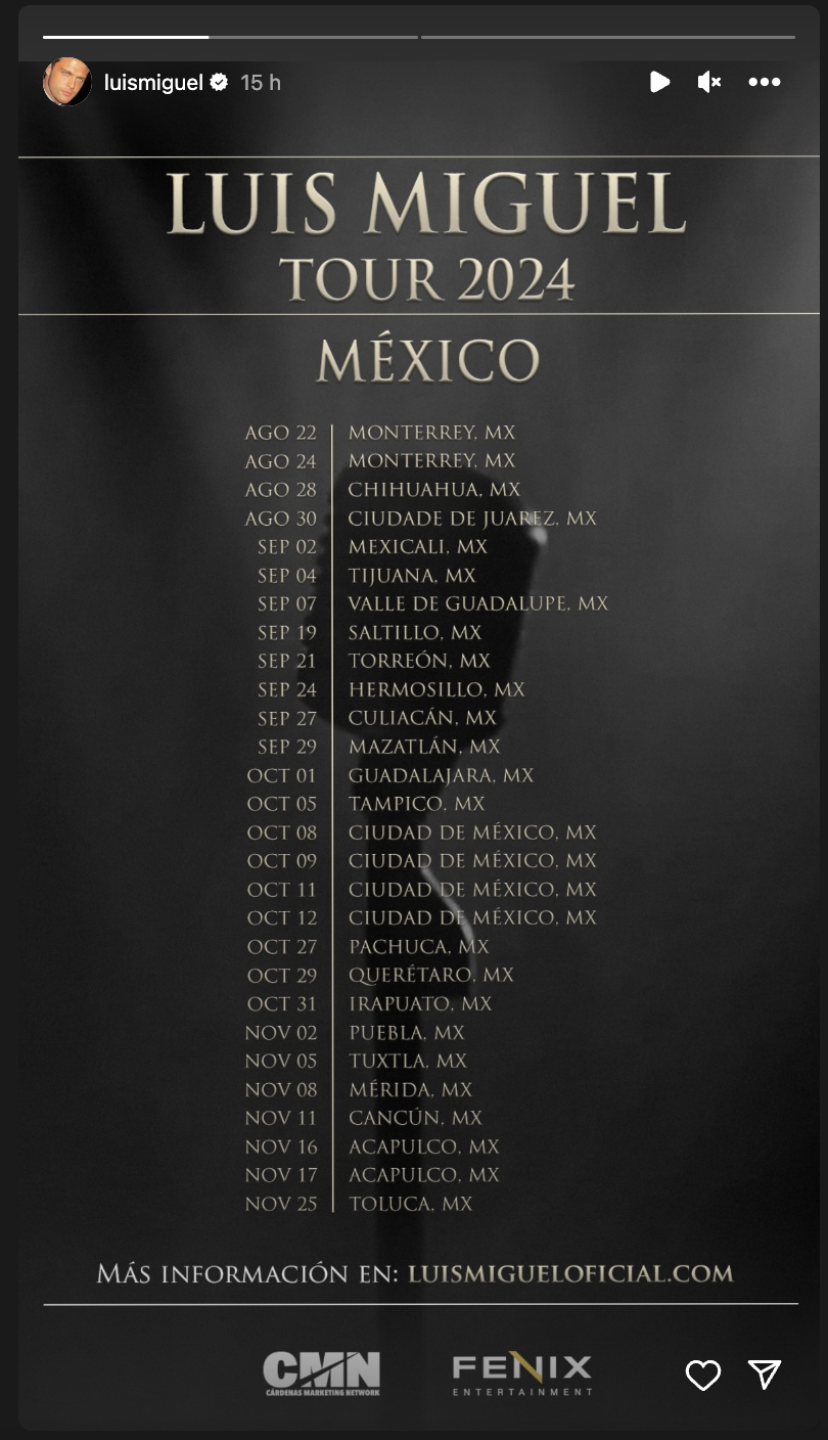 Luis Miguel revela nuevas fechaspara República Mexicana