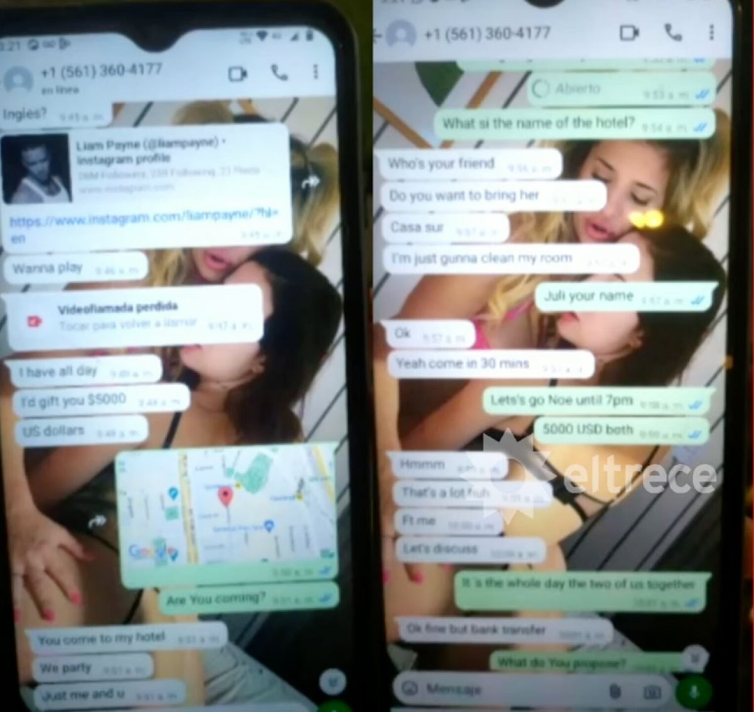 Mensajes de Liam Payne con mujeres antes de morir