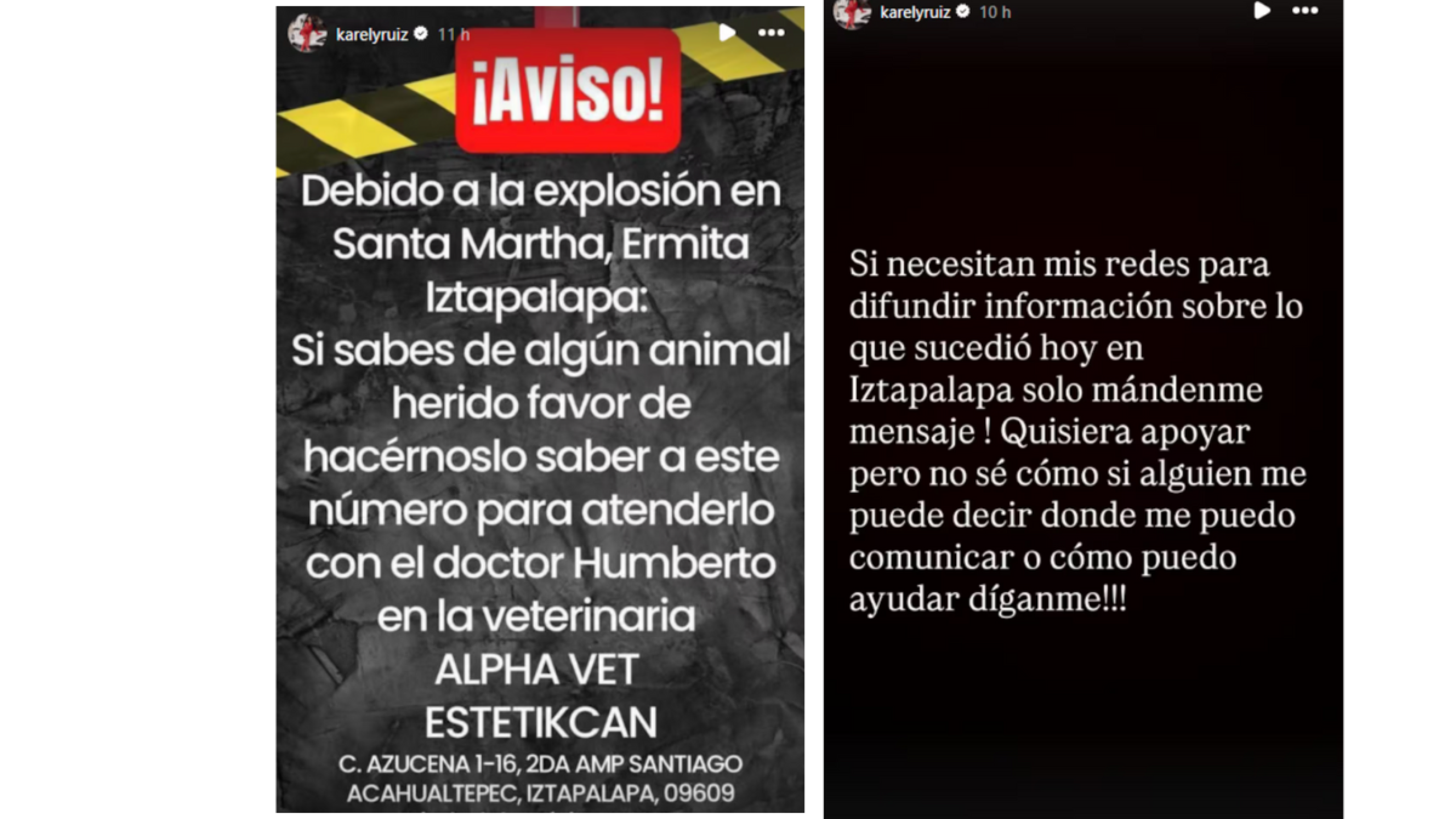 Karely apoya a víctimas de explosión
