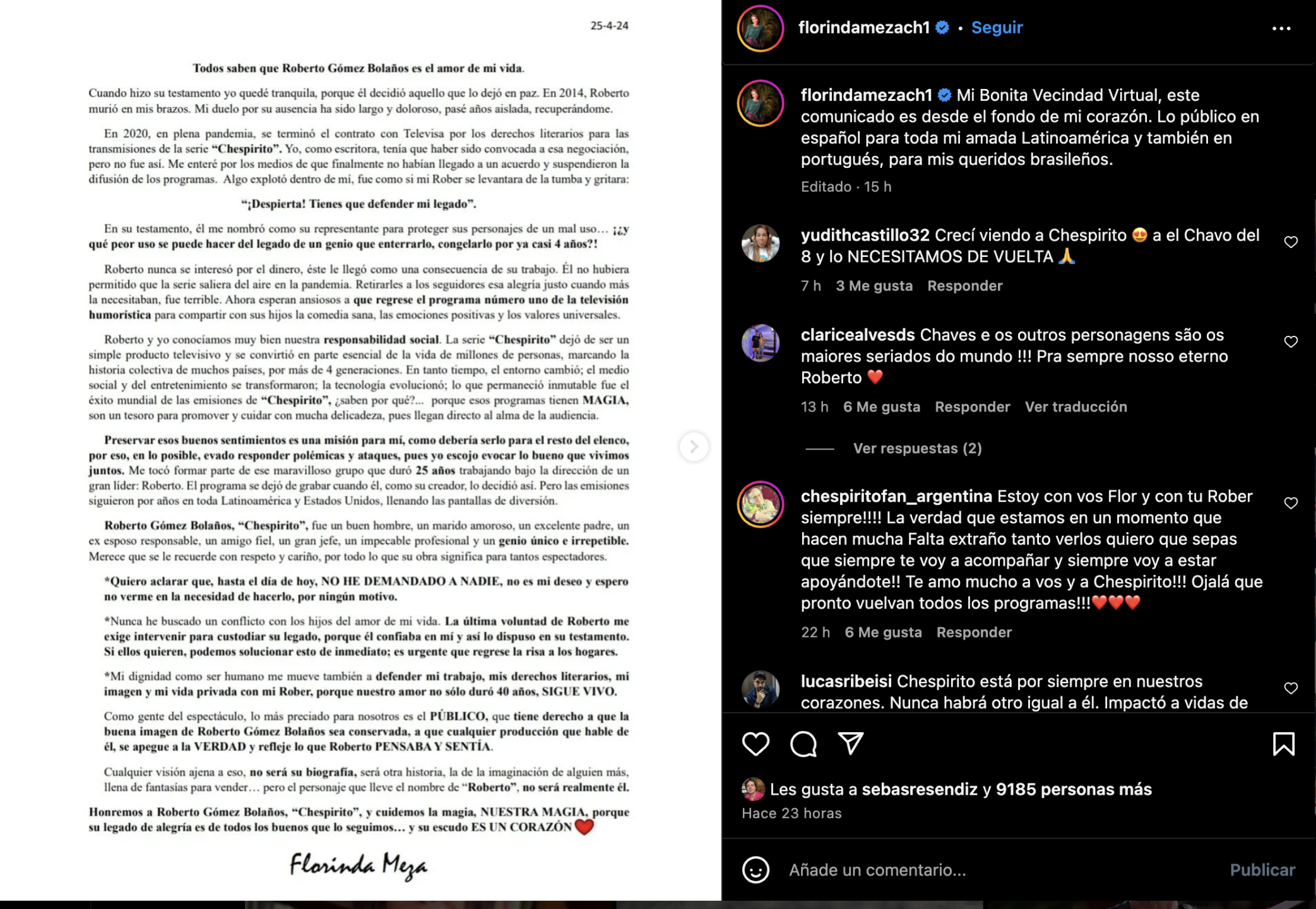 Florinda Meza hace un llamado a los hijos de Chespirito para preservar el legado de Roberto Gómez Bolaños