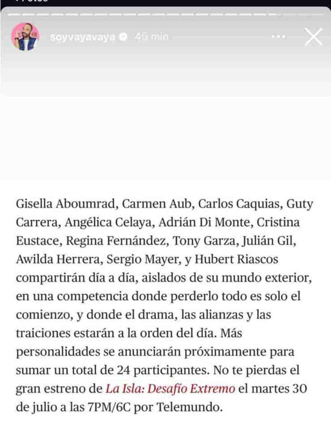 La Isla: Desafío Extremo: nombres filtrados
