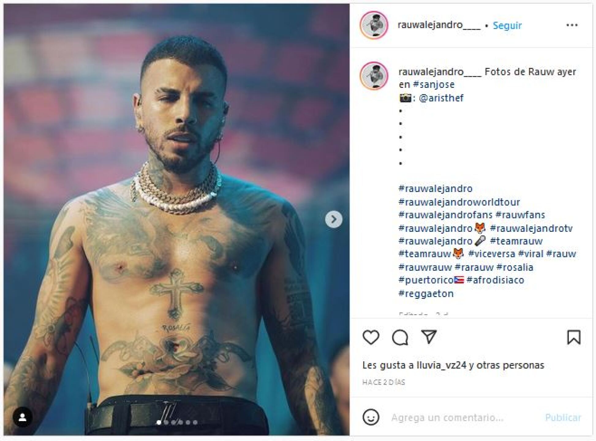 Rauw Alejandro se hace un tatuaje con el nombre de Rosalía  