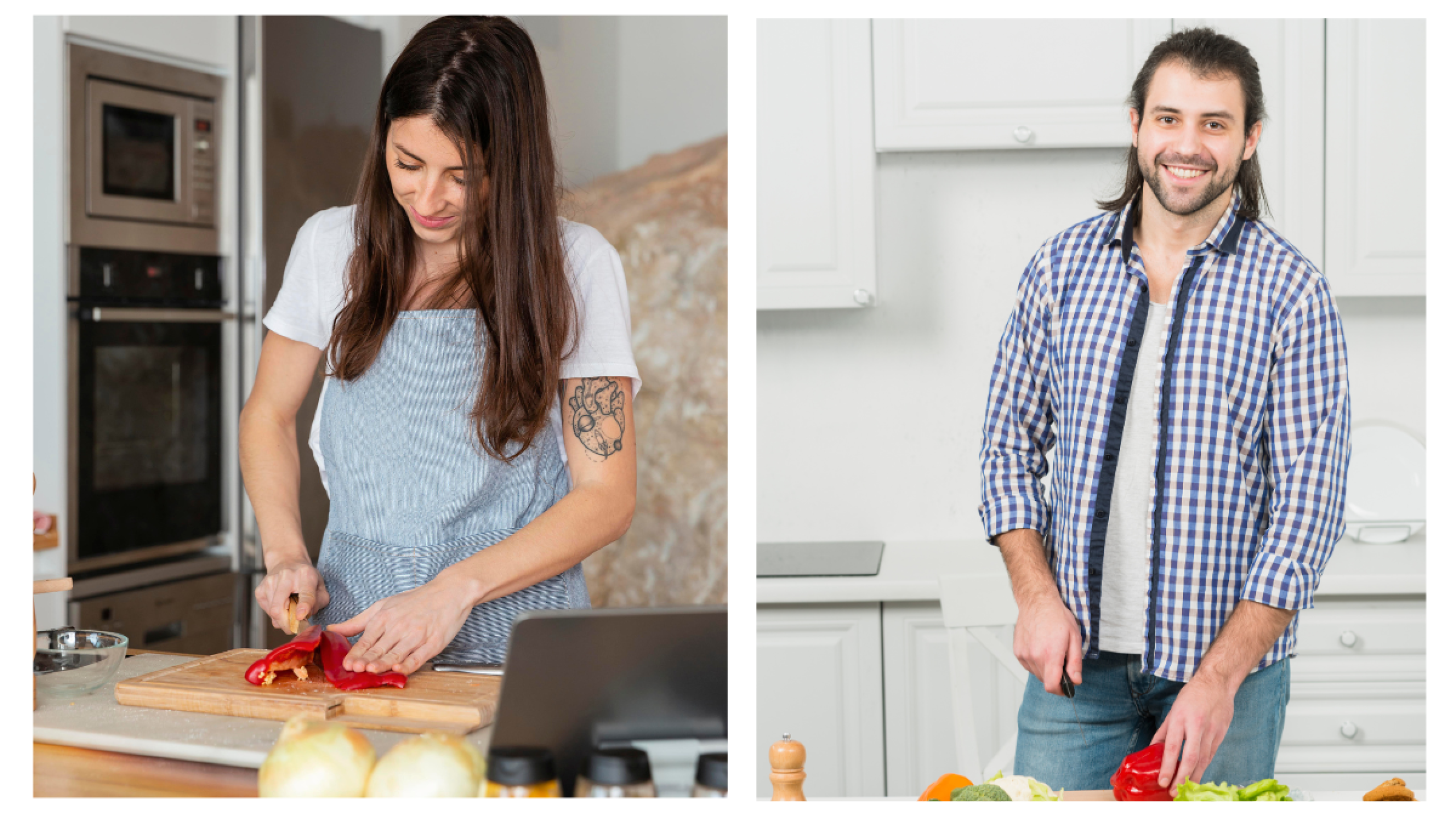 Mujer y hombre cocinando