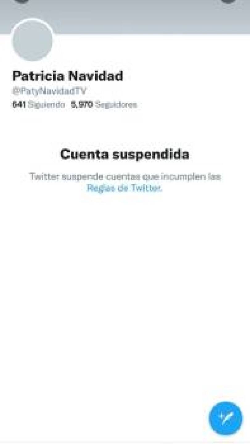 Suspenden cuenta de Paty Navidad