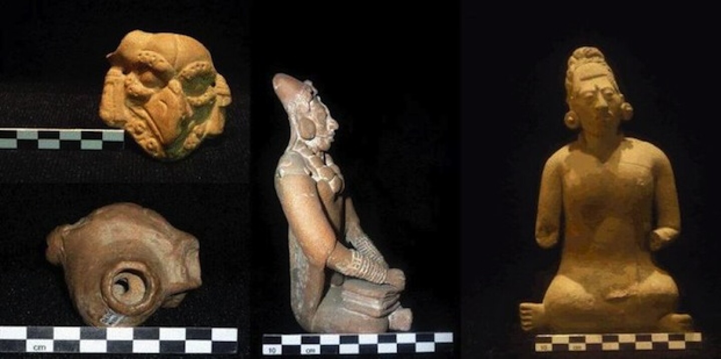 Algunos de los 125 instrumentos musicales mayas que se encuentran en la Sala Maya del Museo Nacional de Antropología. Foto: EFE