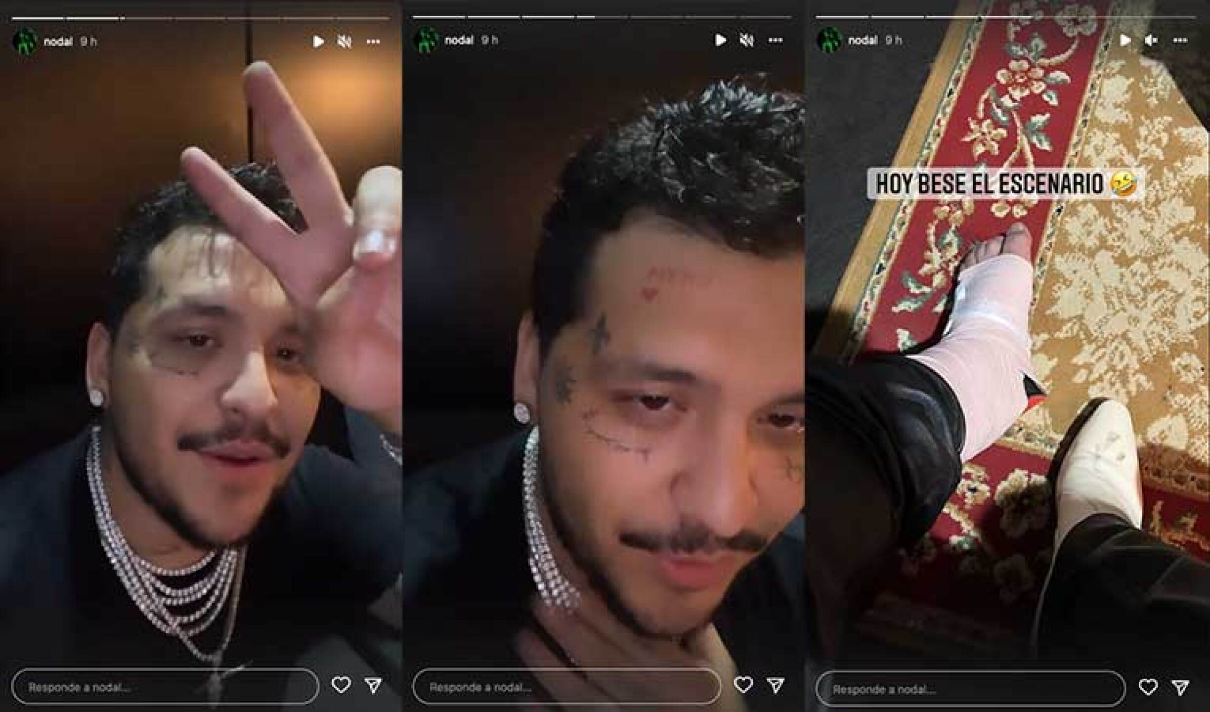 Christian Nodal besó el suelo