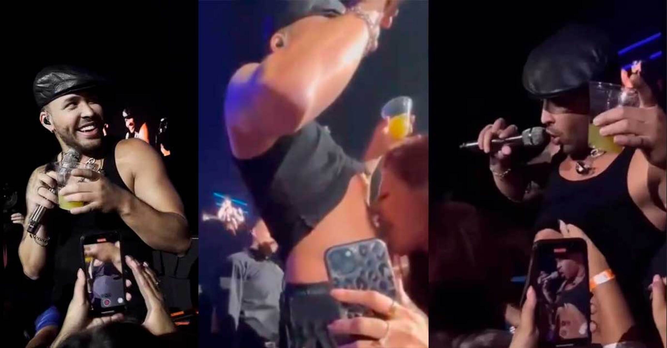 Así fue el polémico momento en el que la mujer lamió el abdomen del cantante