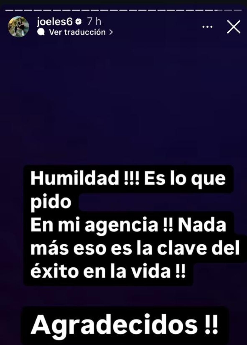 Mensaje de Joel en contra de Beba, supuestamente