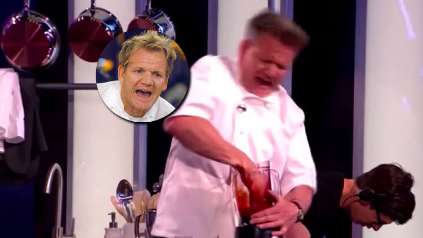 Así ocurrió el 'sangriento' accidente en vivo del Chef Gordon Ramsey con una licuadora.