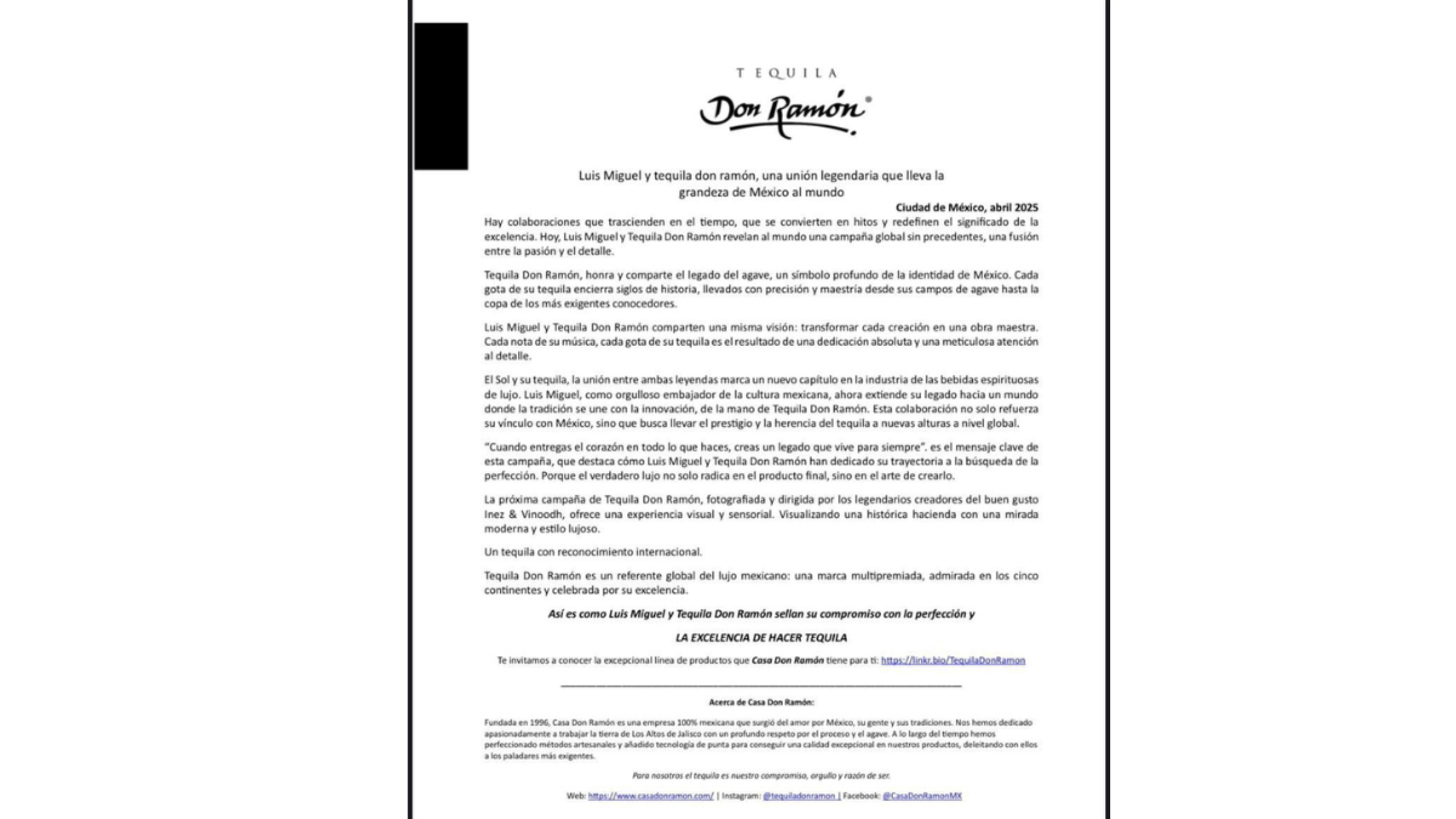 Luis Miguel y Tequila Don Ramón: la colaboración más lujosa y elegante que celebra lo mejor de México