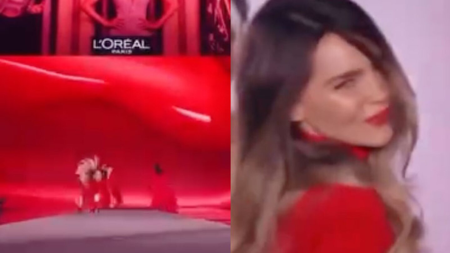 Belinda se cae pasarela
