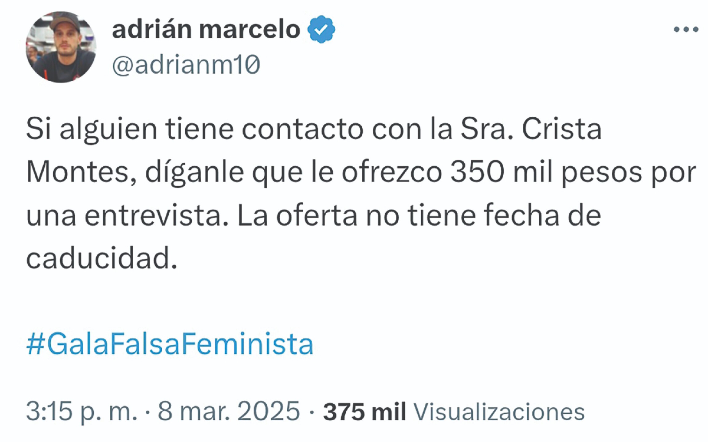 Adrián Marcelo propuesta mamá de Gala Montes