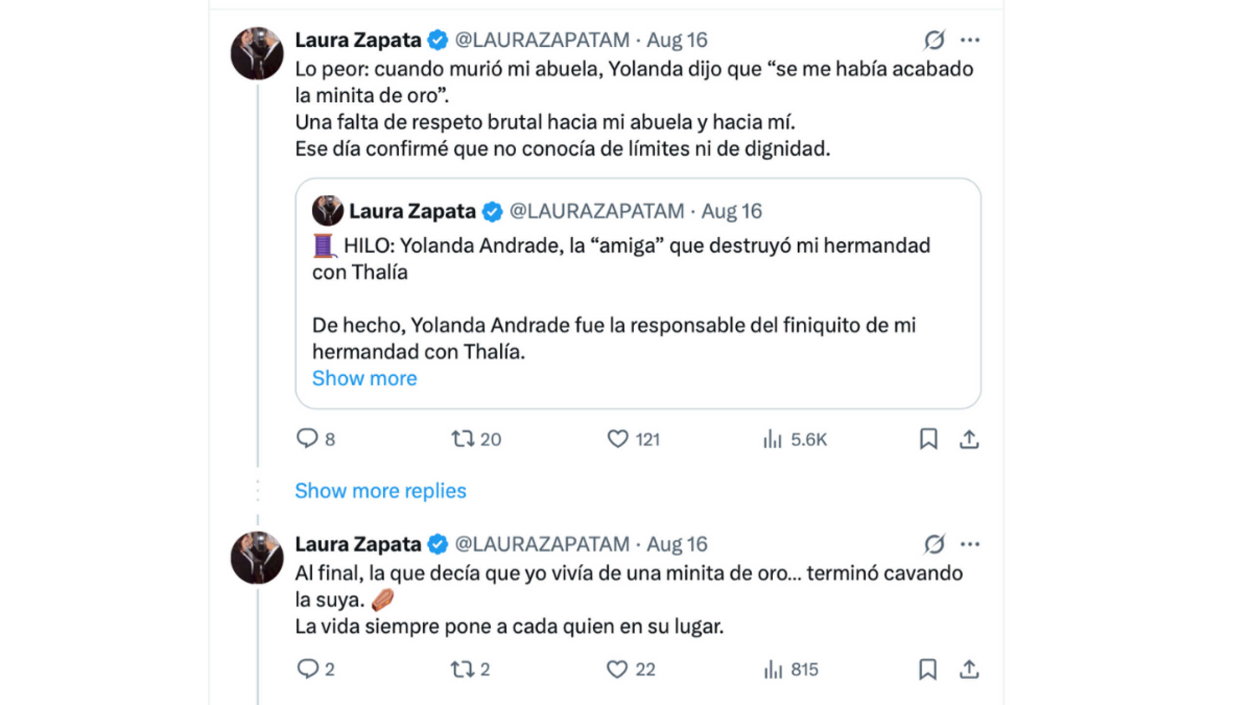 Laura Zapata contra Yolanda