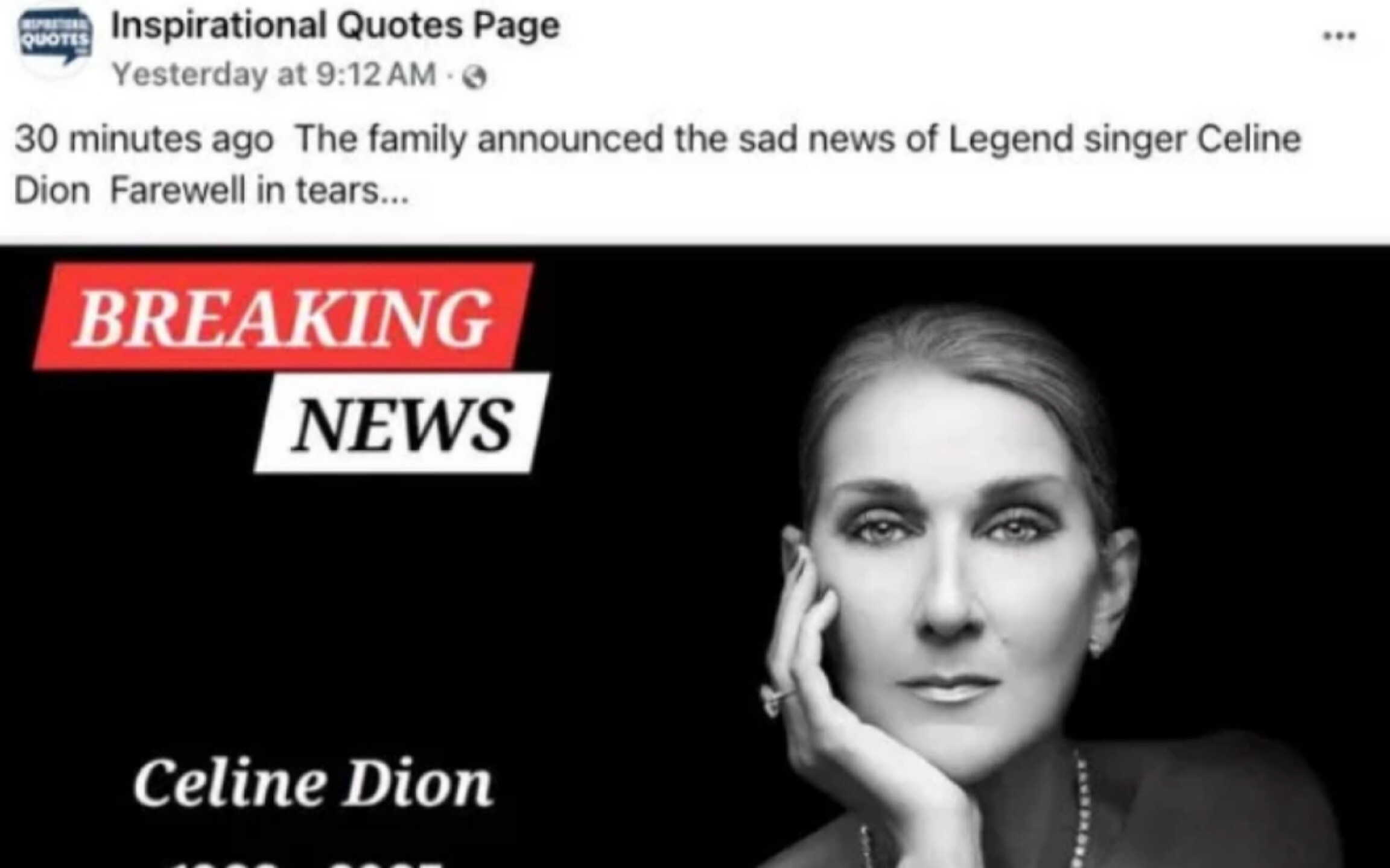 Presunta muerte de Céline Dion