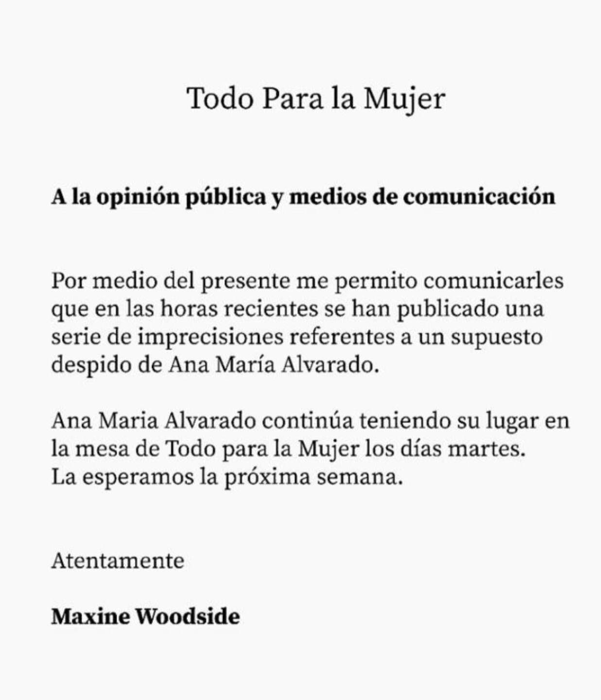 Ana María Alvarado despedida