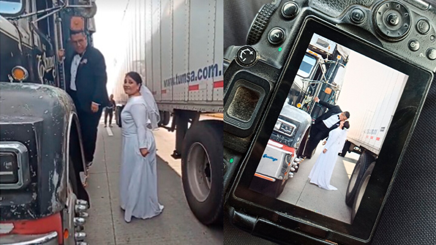 Novios en bloqueo carretero