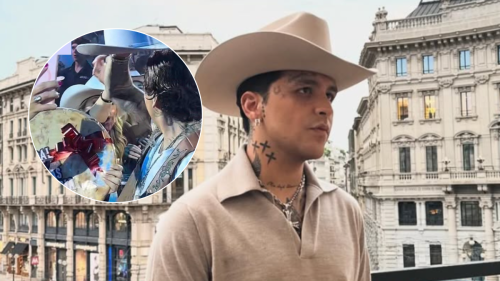 Christian Nodal  polémica con fan  por sombrero