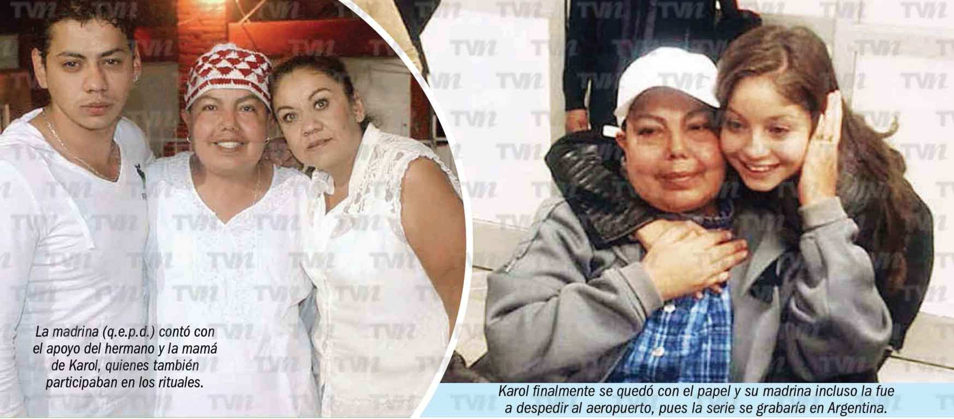 Mamá y hermano de Karol, en los rituales