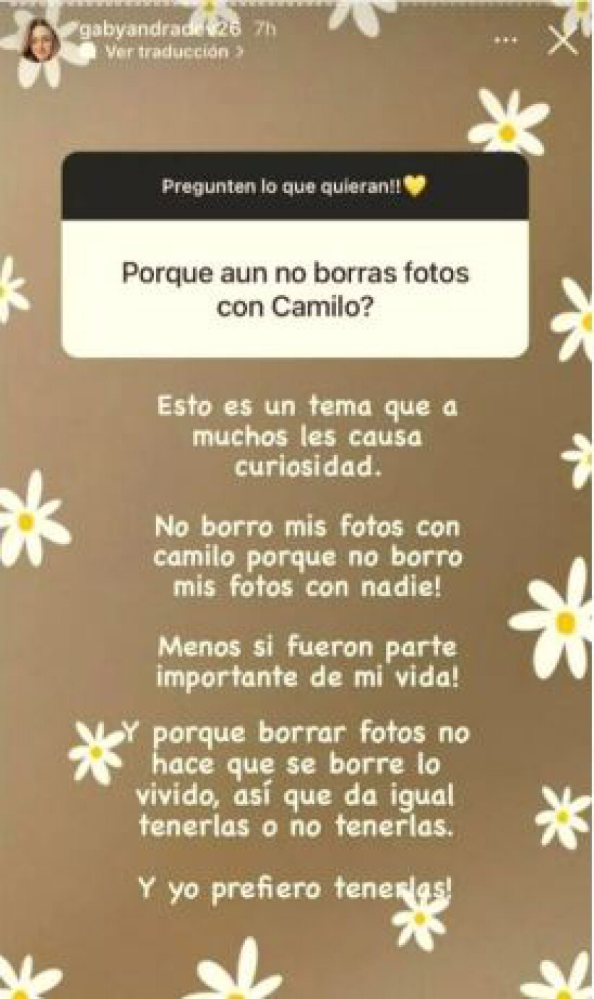 Ex novia de Camilo no quiere borrar sus fotos con él