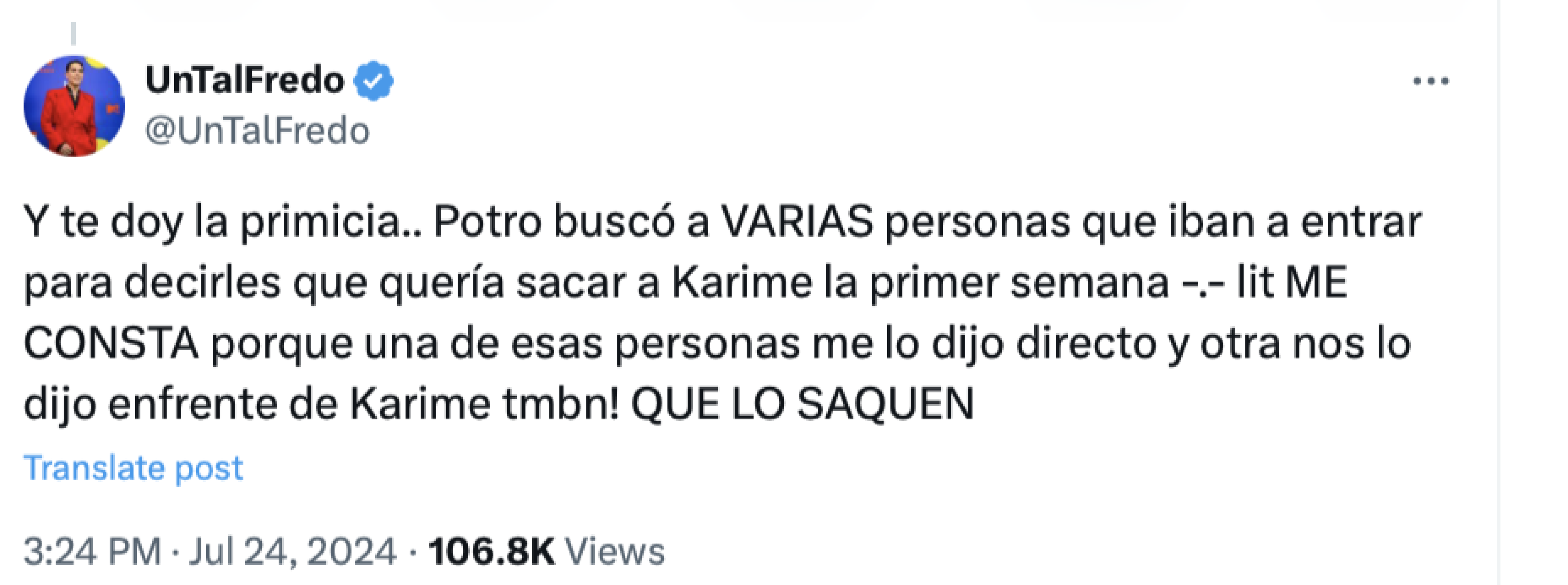Un tal Fredo exhibe a Potro
