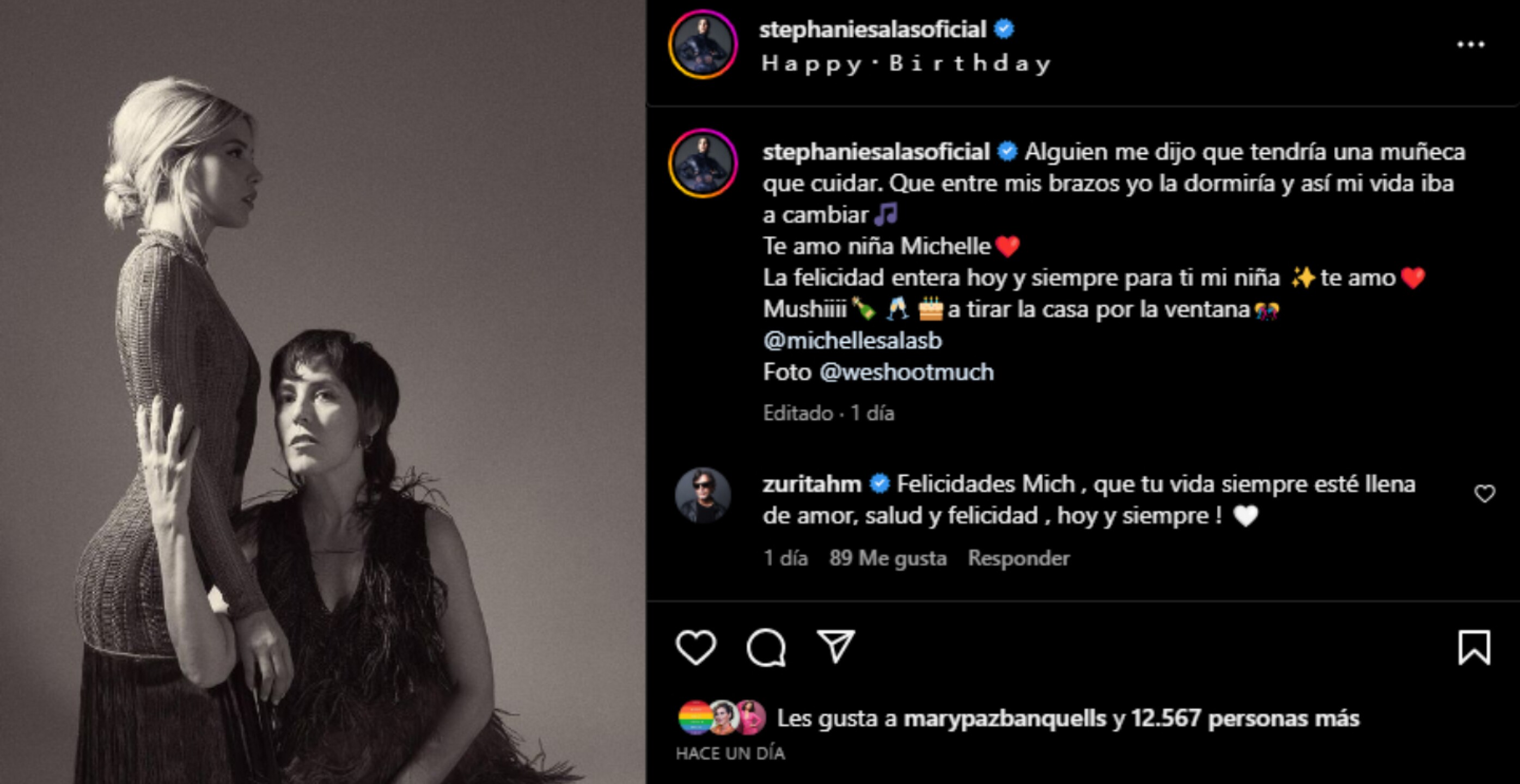 Michelle Salas es festejada por Stephanie Salas y Humberto Zurita en su cumpleaños