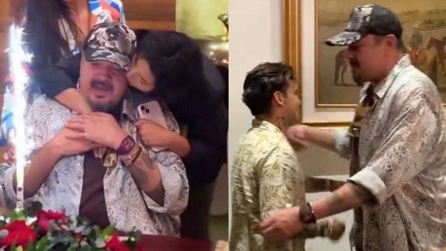 Pepe Aguilar con Ángela y Nodal en su cumpleaños