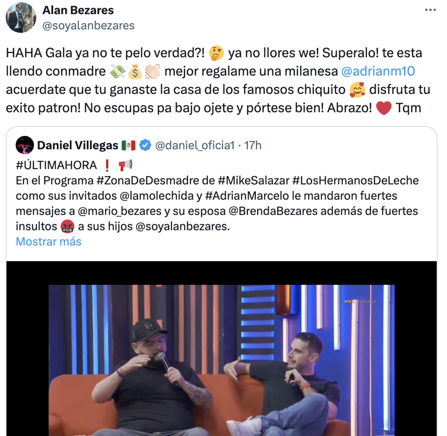 Alan Bezares mensaje Adrián Marcelo