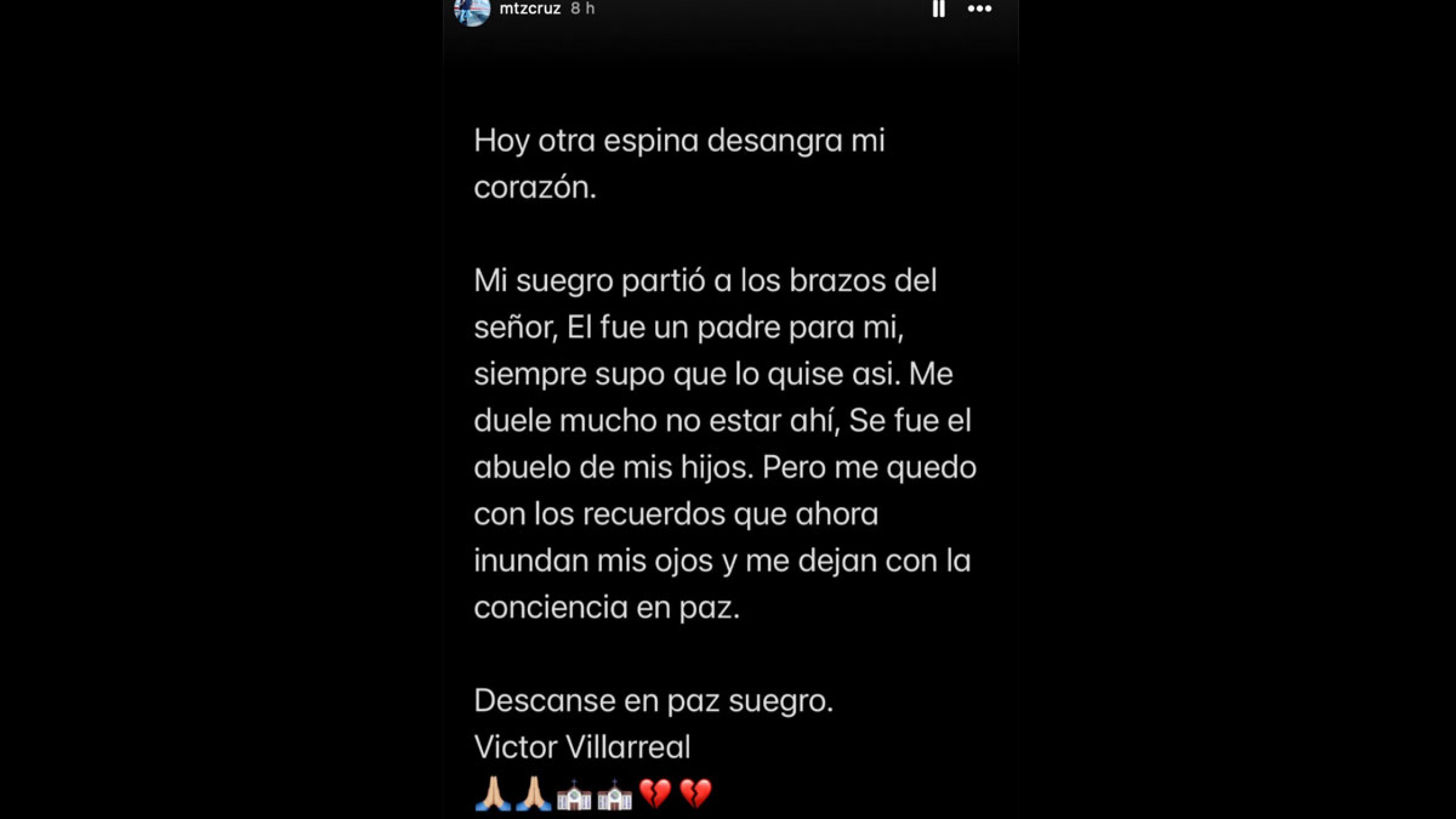 Cruz Martínez se despide de su suegro