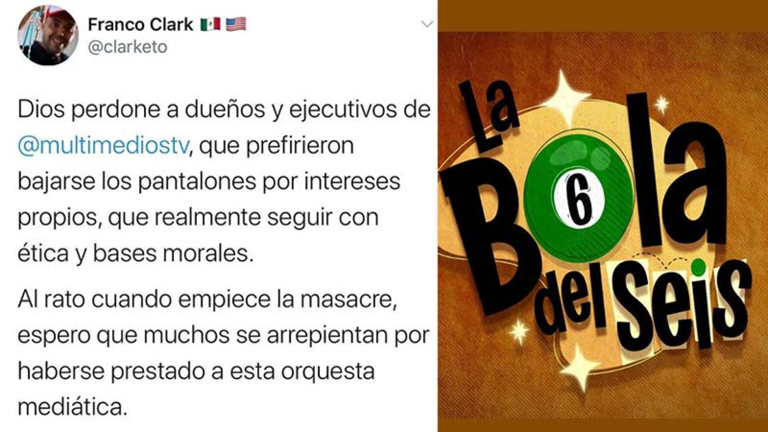 Mauricio Franco Clark Controversia Multimedios TV La bola del seis conductor Dios